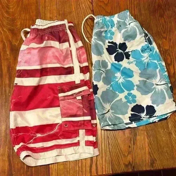 2 Pair Of Men's Swim Trunks Banana Split/Bsplit Draw String Waist Size Large - Picture 9 of 9